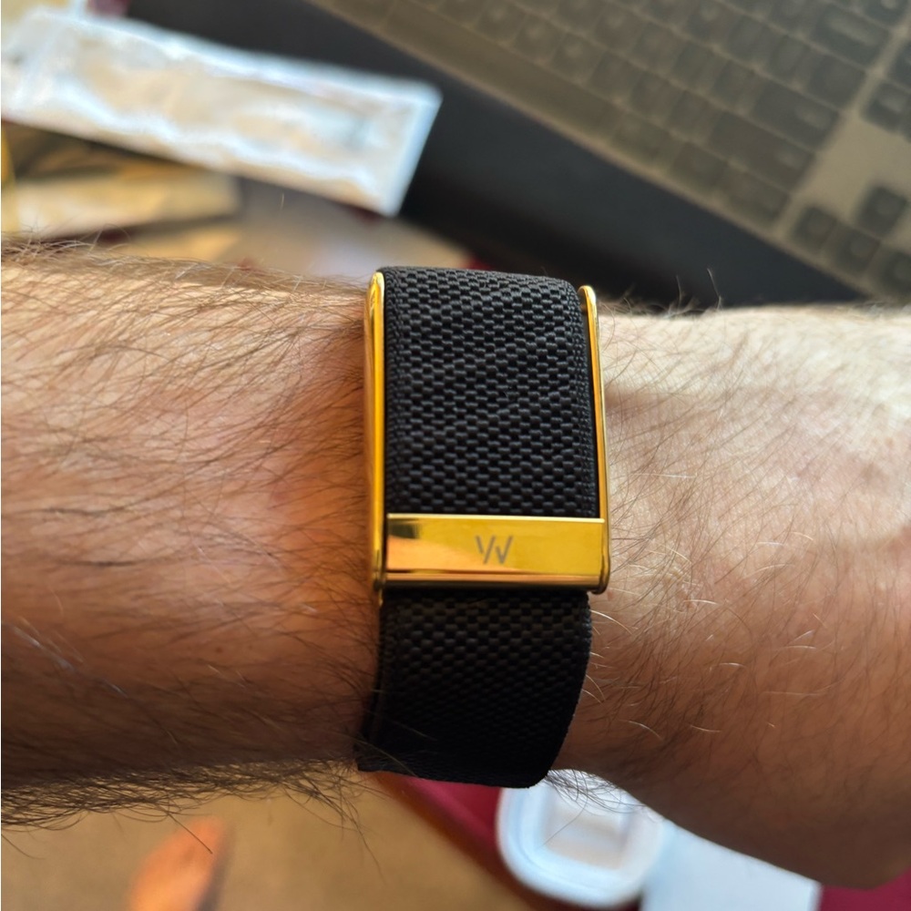Whoop 5.0/MG Black obsidian Band - Gold hook link clasp - one-peak-life - Picture 3 of 7